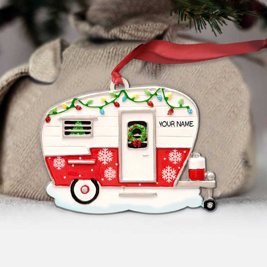 Liebe zum Camping – Personalisierter Weihnachtsschmuck (beidseitig bedruckt)