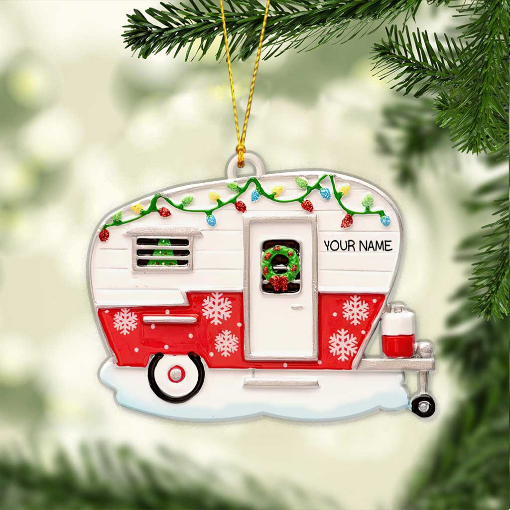 Liebe zum Camping – Personalisierter Weihnachtsschmuck (beidseitig bedruckt)