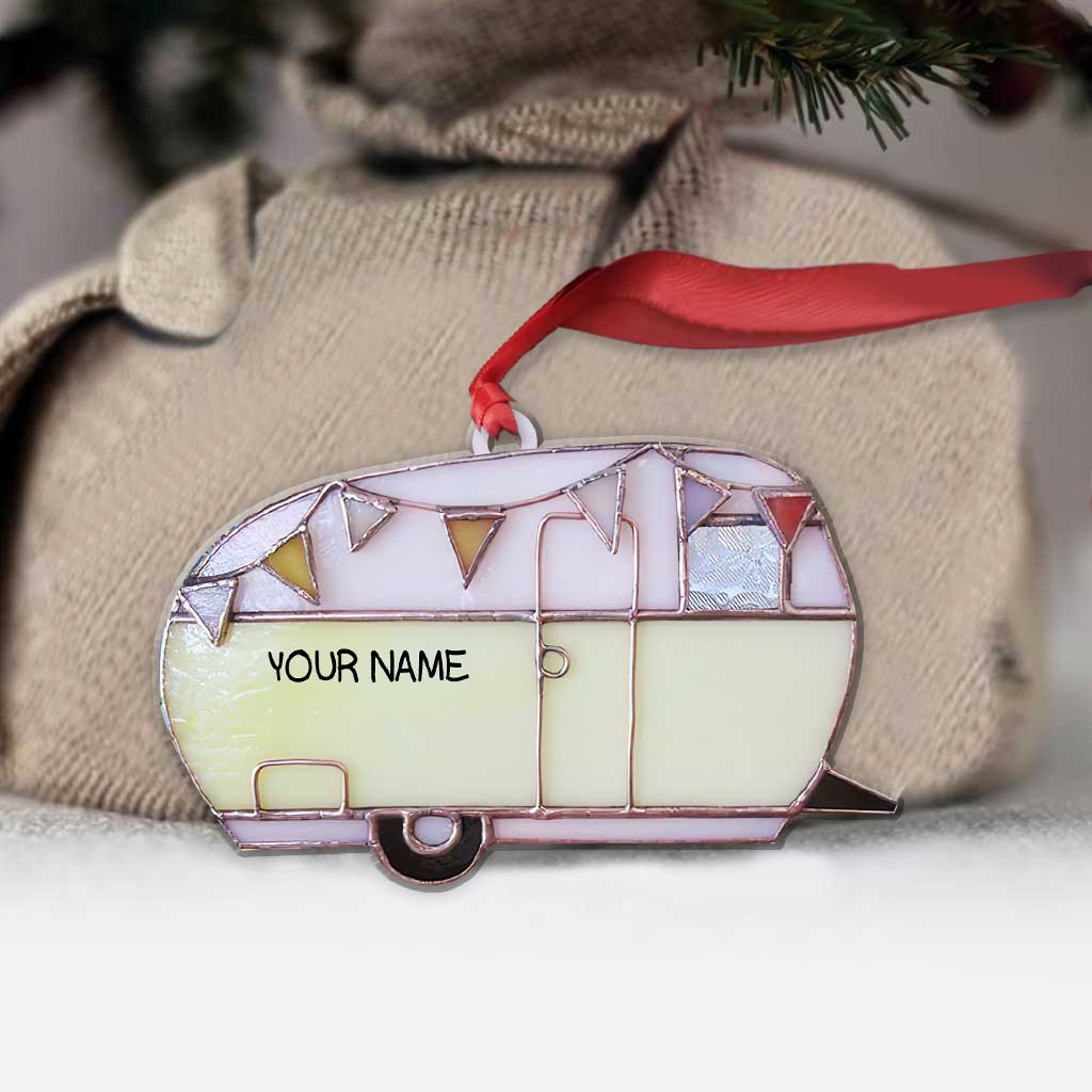 Liebe zum Camping – Personalisierter Weihnachtsschmuck (beidseitig bedruckt)