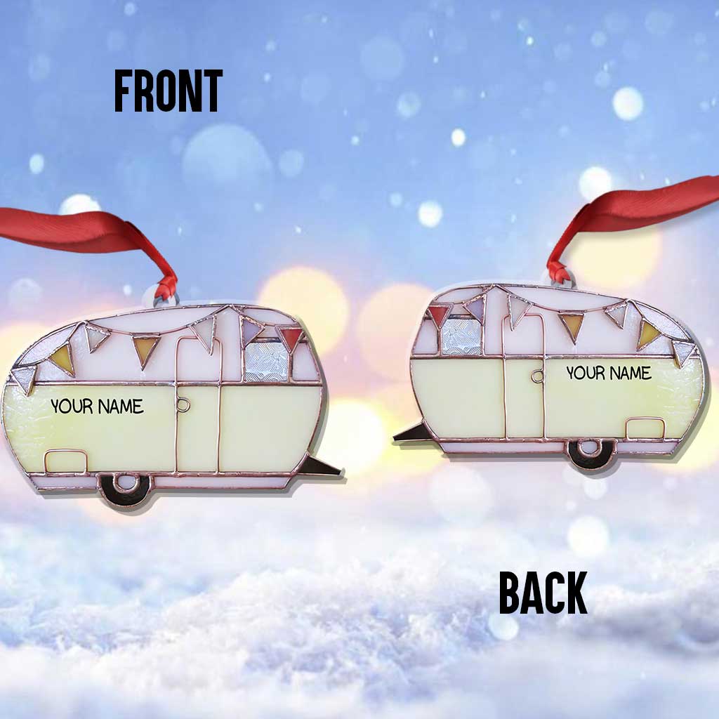 Liebe zum Camping – Personalisierter Weihnachtsschmuck (beidseitig bedruckt)