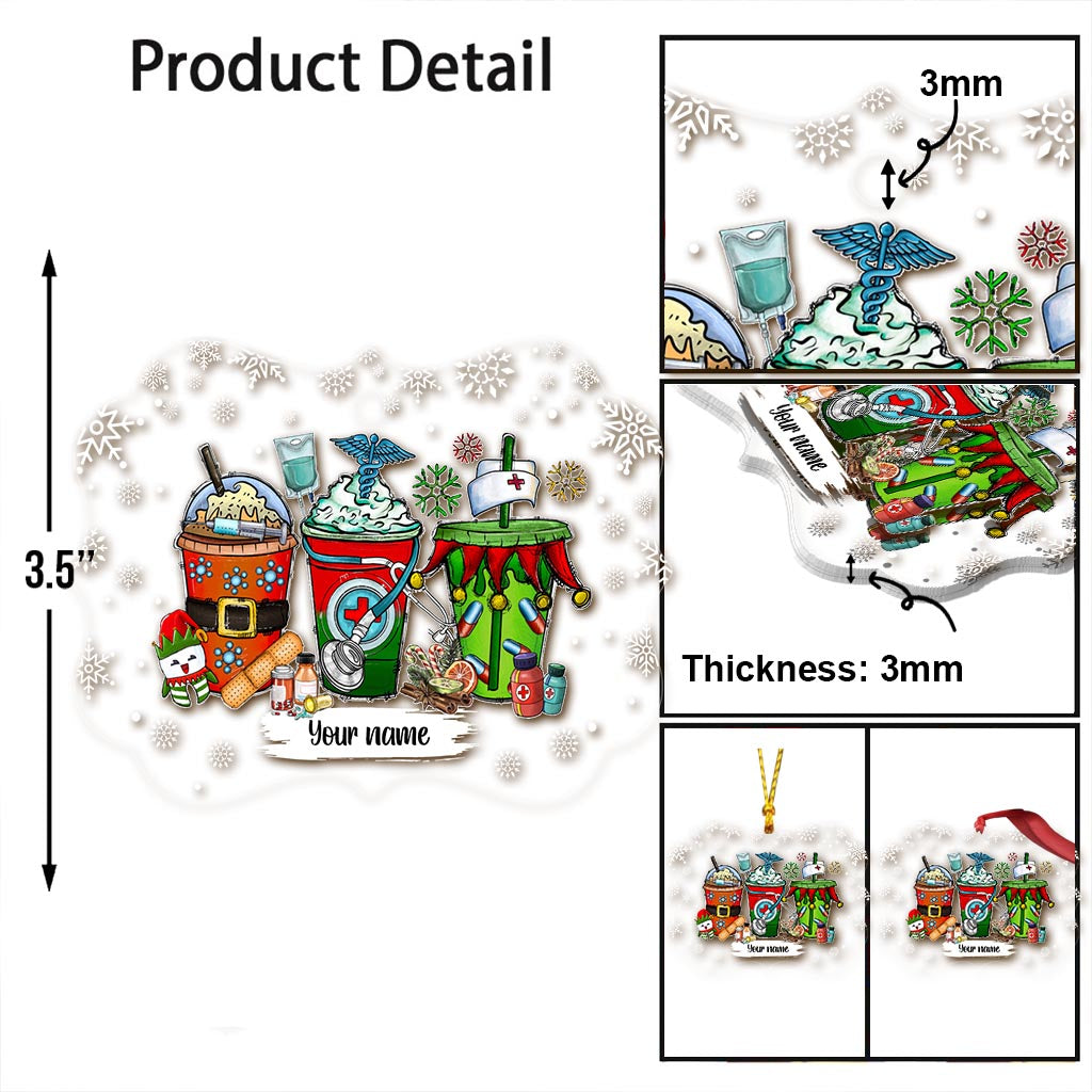 Frohe Weihnachten – Personalisierter transparenter Weihnachtsschmuck für Krankenschwestern