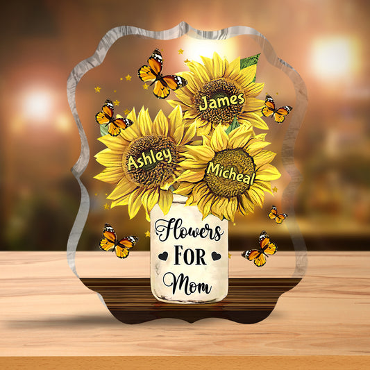 Blumen für Mama – Geschenk für Mama, Oma – Personalisierte Acrylplakette in individueller Form