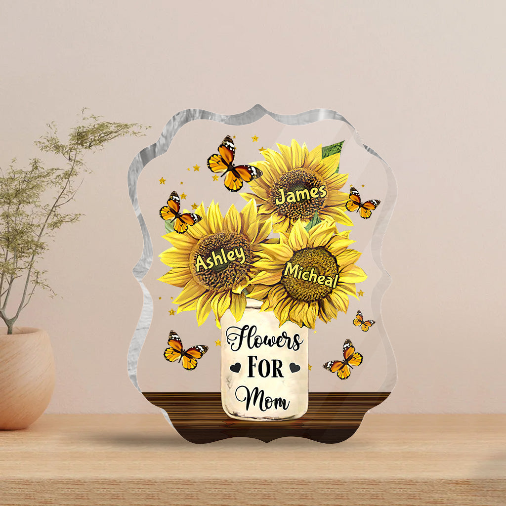 Blumen für Mama – Geschenk für Mama, Oma – Personalisierte Acrylplakette in individueller Form
