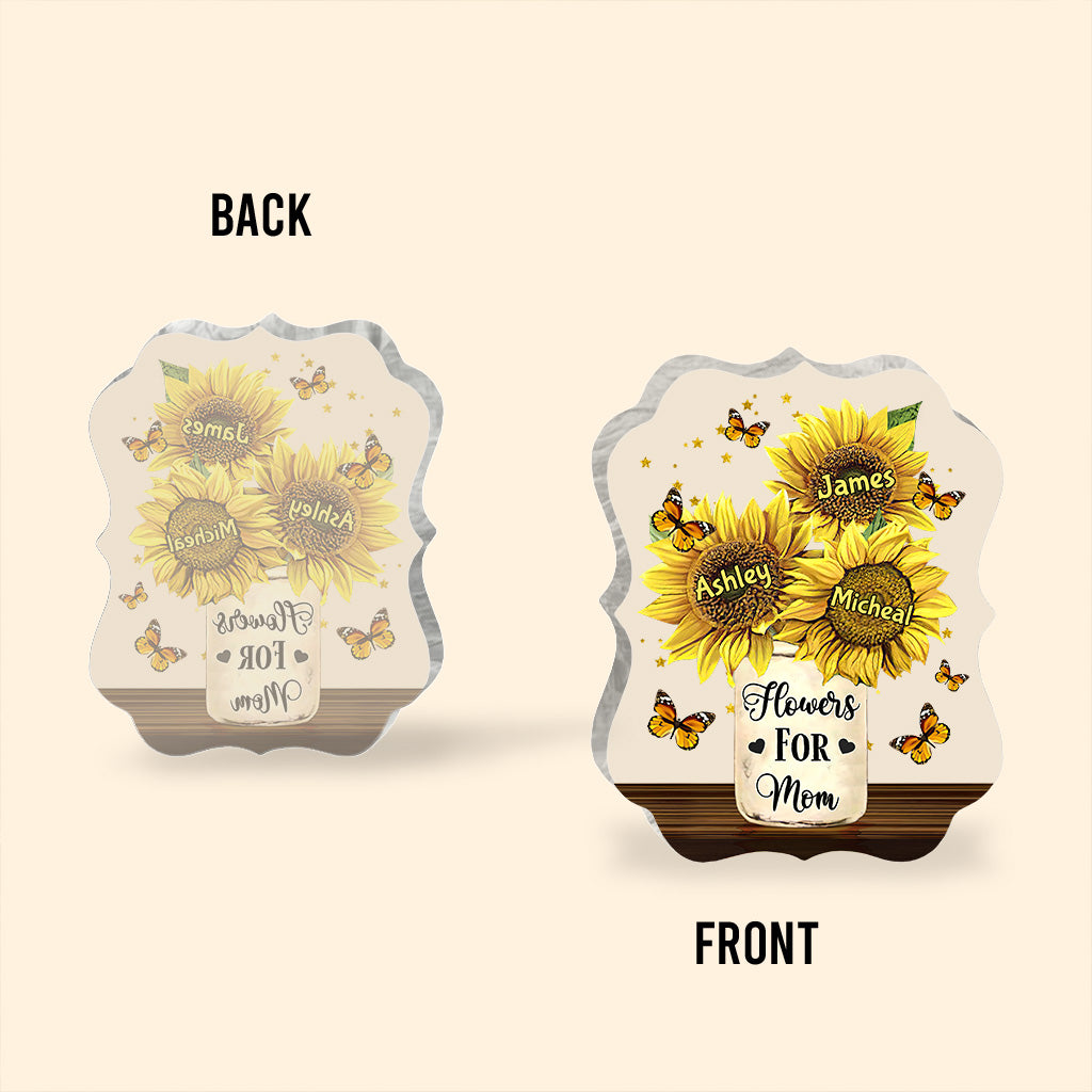 Blumen für Mama – Geschenk für Mama, Oma – Personalisierte Acrylplakette in individueller Form