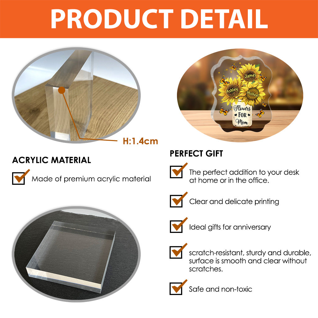 Blumen für Mama – Geschenk für Mama, Oma – Personalisierte Acrylplakette in individueller Form