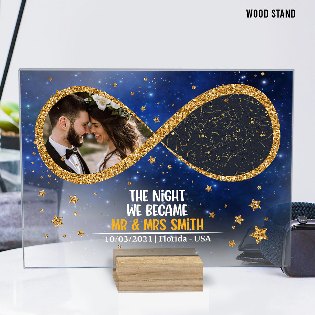 Die Nacht, in der wir Mann und Frau wurden – Personalisierte transparente Acrylplakette für Paare