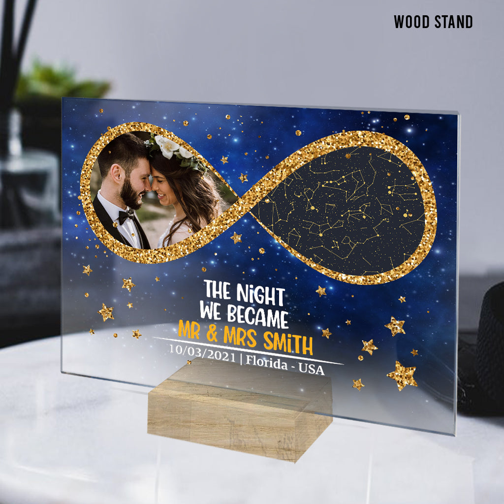 Die Nacht, in der wir Mann und Frau wurden – Personalisierte transparente Acrylplakette für Paare