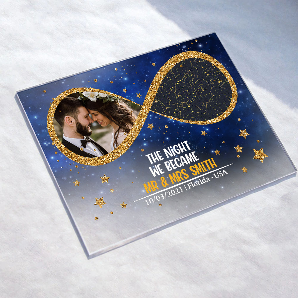 Die Nacht, in der wir Mann und Frau wurden – Personalisierte transparente Acrylplakette für Paare