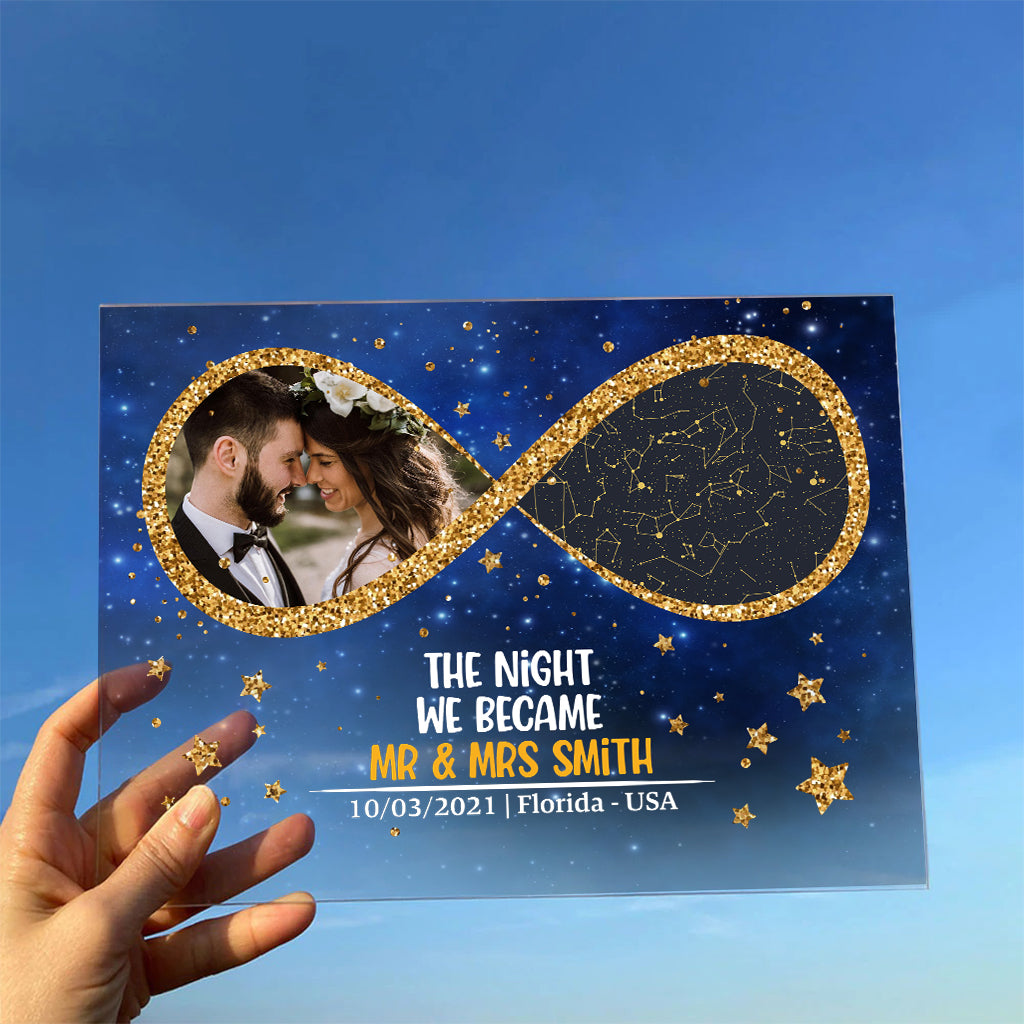 Die Nacht, in der wir Mann und Frau wurden – Personalisierte transparente Acrylplakette für Paare