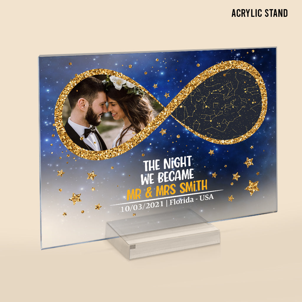 Die Nacht, in der wir Mann und Frau wurden – Personalisierte transparente Acrylplakette für Paare