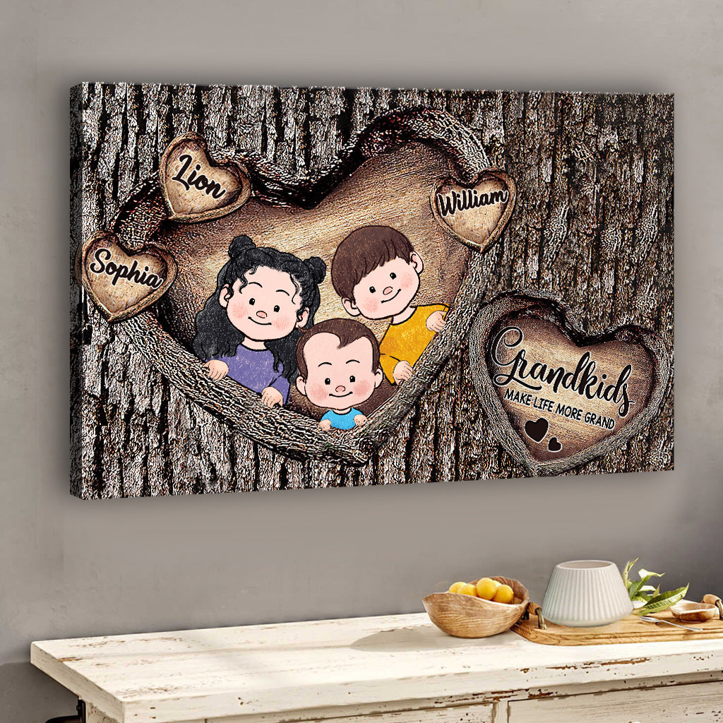 Grandkids Make Life More Grand - Personalized Grandma Canvas and Poster