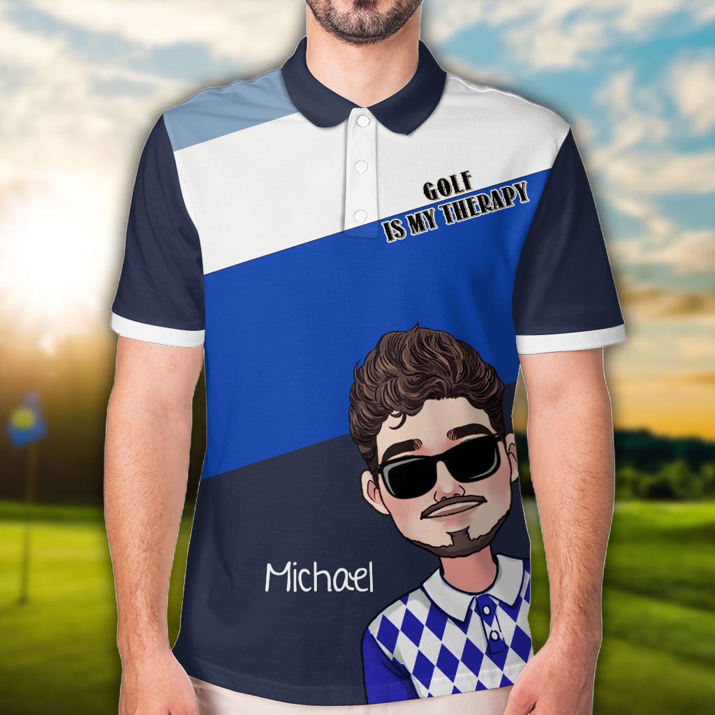 Golf ist meine Therapie – personalisiertes Golf-Poloshirt