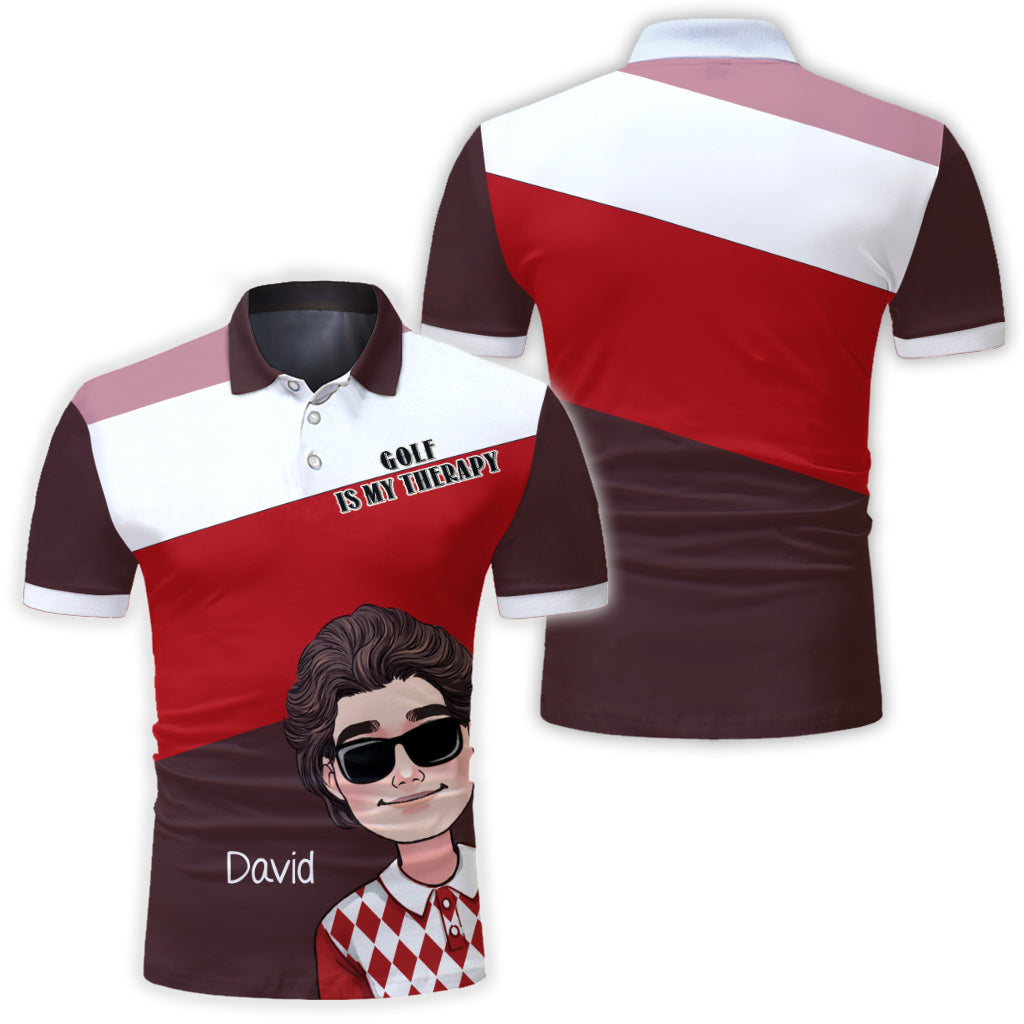 Golf ist meine Therapie – personalisiertes Golf-Poloshirt