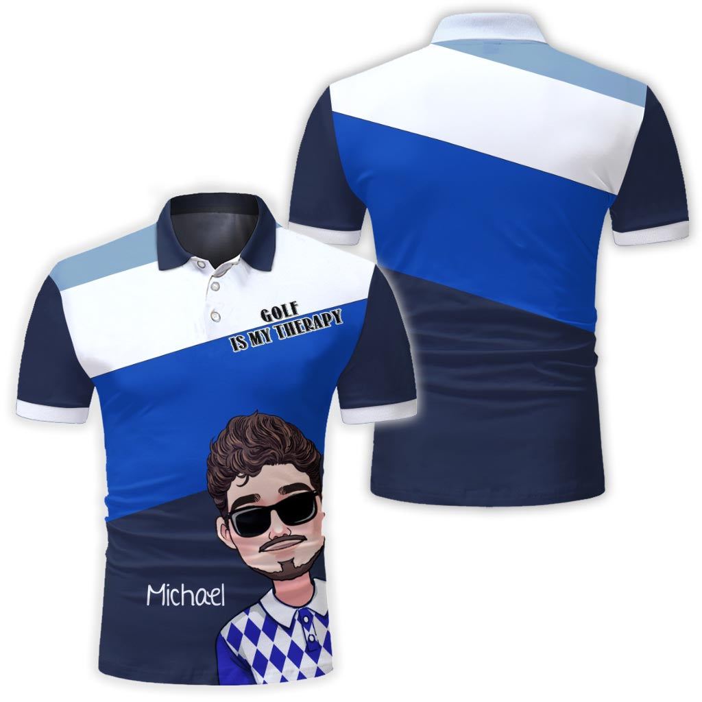 Golf ist meine Therapie – personalisiertes Golf-Poloshirt