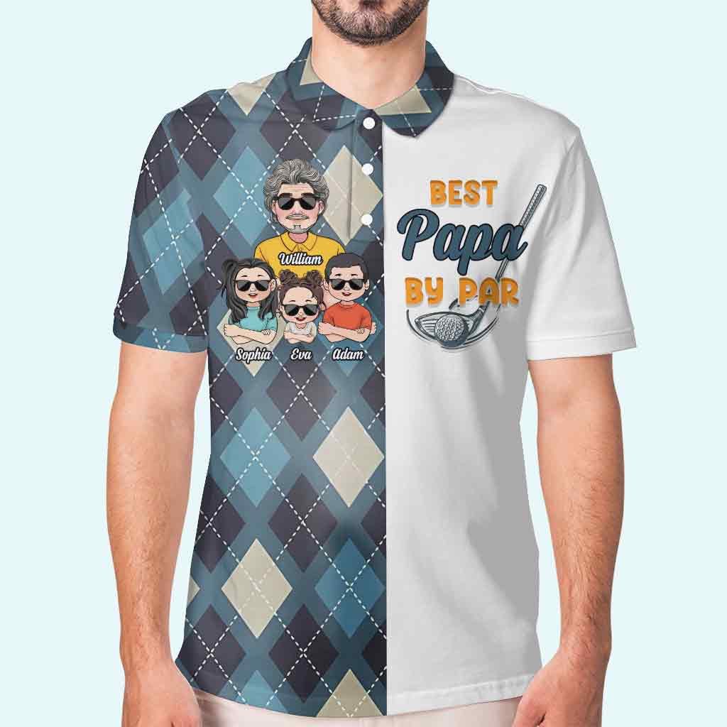 Opas Glückspolo – Golfgeschenk für Papa, ihn, Freund, Ehemann, Opa, Onkel – Personalisiertes Poloshirt