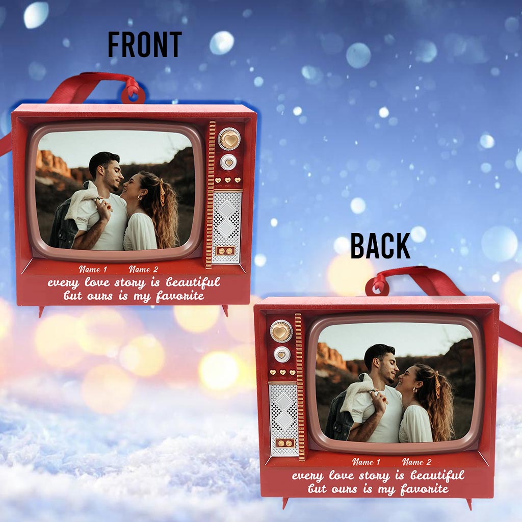 Jede Liebesgeschichte ist schön – personalisierter Weihnachtsschmuck für Paare (beidseitig bedruckt)