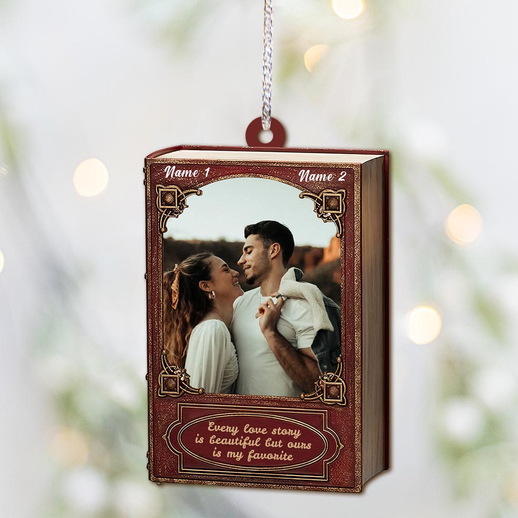 Every Love Story Is Beautiful - Personalized Christmas Couple Ornament (Printed On Both Sides)