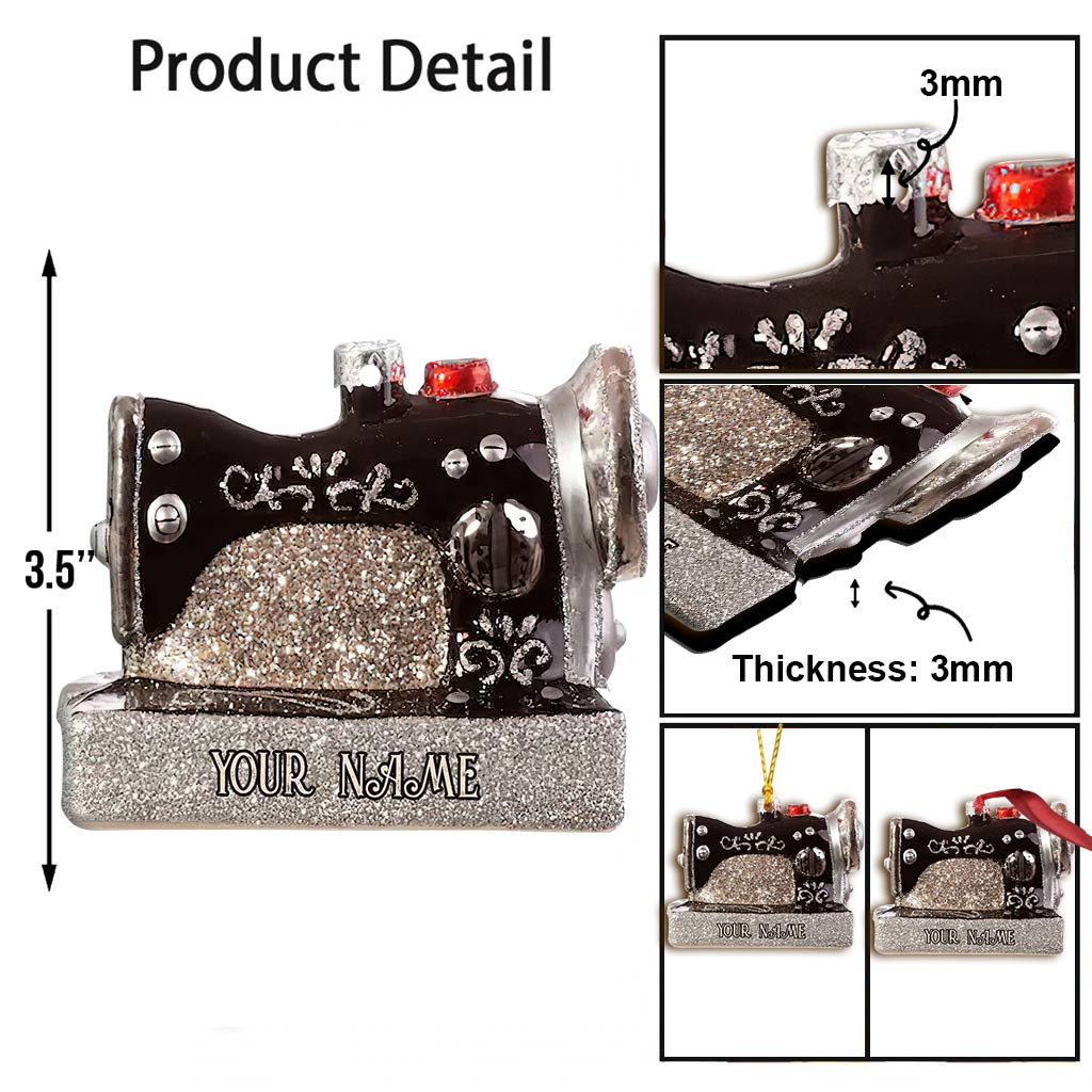 Nähmaschinen-Kollektion – Personalisierter Weihnachtsschmuck zum Thema Nähen (beidseitig bedruckt)