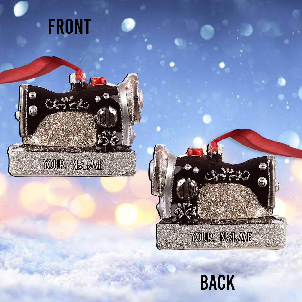 Nähmaschinen-Kollektion – Personalisierter Weihnachtsschmuck zum Thema Nähen (beidseitig bedruckt)