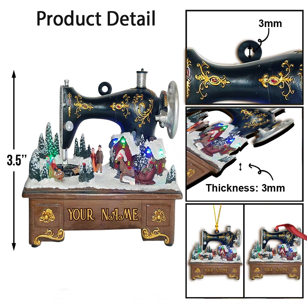 Nähmaschinen-Kollektion – Personalisierter Weihnachtsschmuck zum Thema Nähen (beidseitig bedruckt)