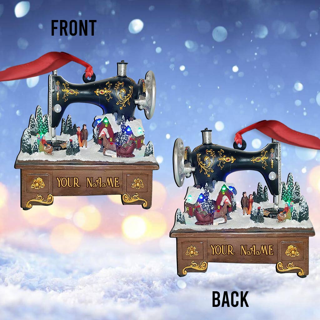 Nähmaschinen-Kollektion – Personalisierter Weihnachtsschmuck zum Thema Nähen (beidseitig bedruckt)