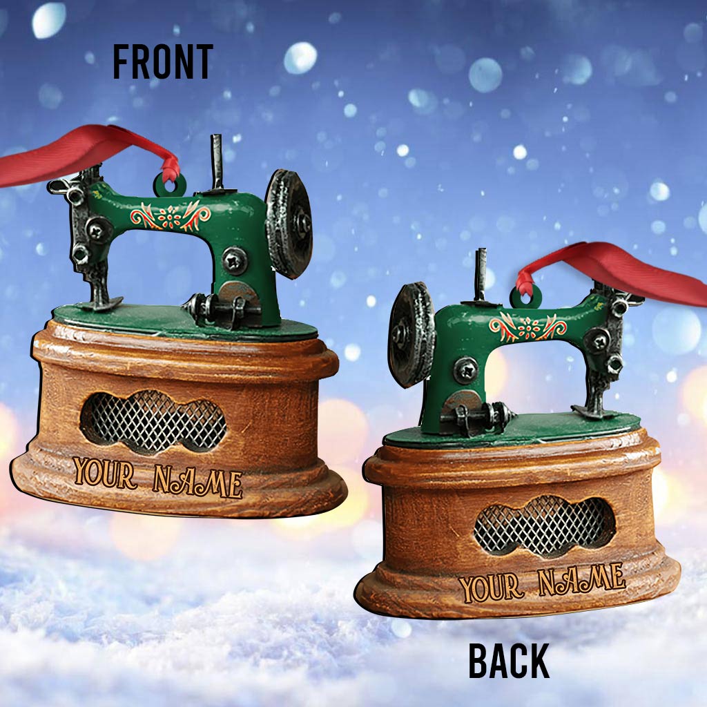Nähmaschinen-Kollektion – Personalisierter Weihnachtsschmuck zum Thema Nähen (beidseitig bedruckt)