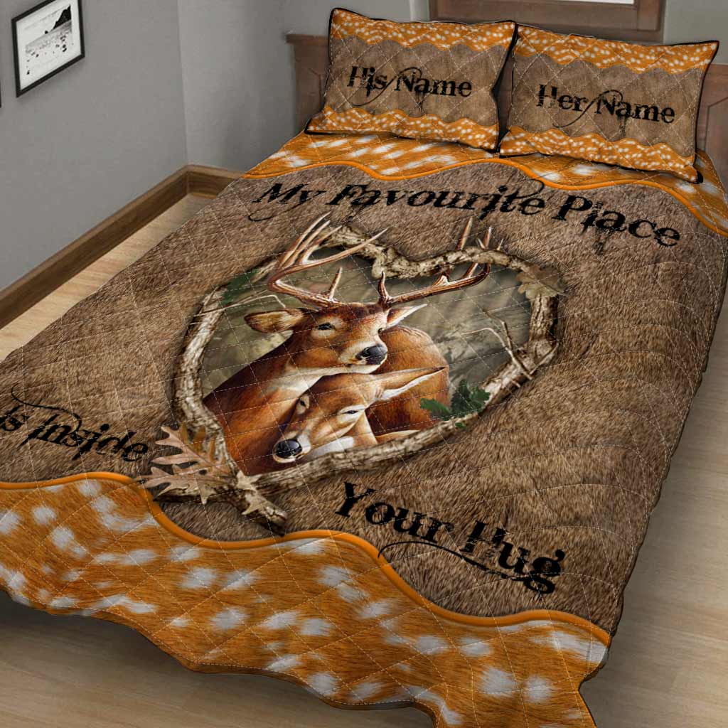My Favourite Place Is Inside Your Hug - Personalized Couple Hunting Quilt Set With 3D Pattern Print
