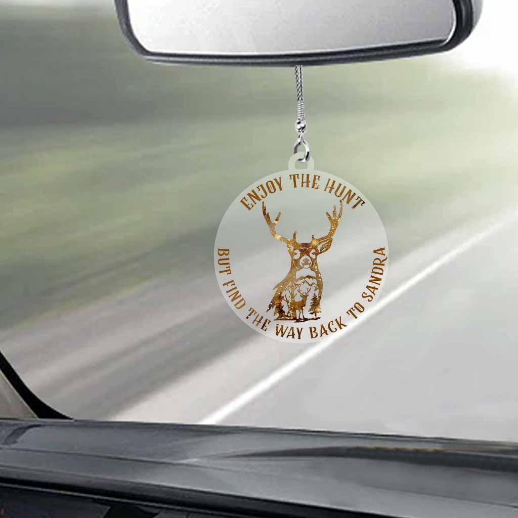 Genießt die Jagd, aber findet den Weg zurück zu mir – Personalisierter transparenter Autoanhänger für ein jagendes Paar
