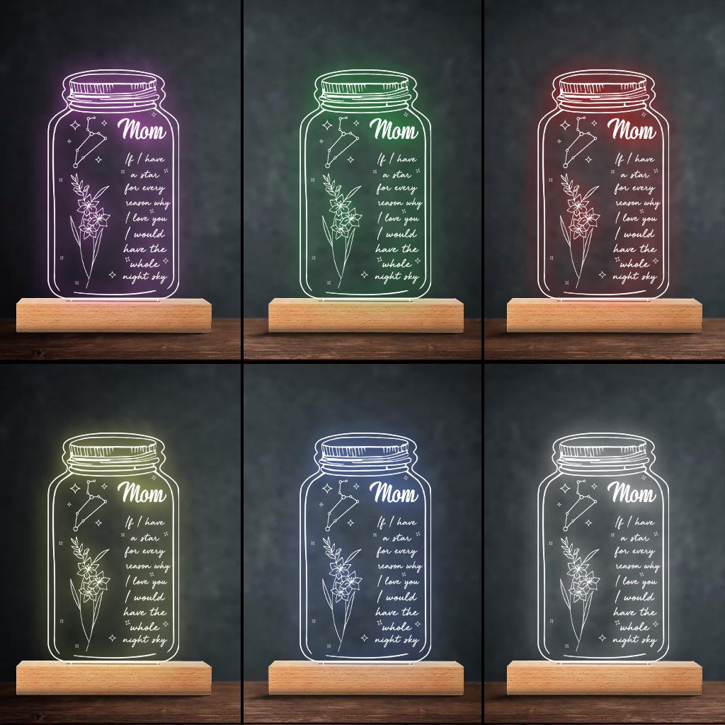 If I Had A Star Birth Flower Zodiac Sign - Gift for mom, grandma, daughter, wife, girlfriend, dad, grandpa, boyfriend, husband - Personalized Shaped Plaque Light Base