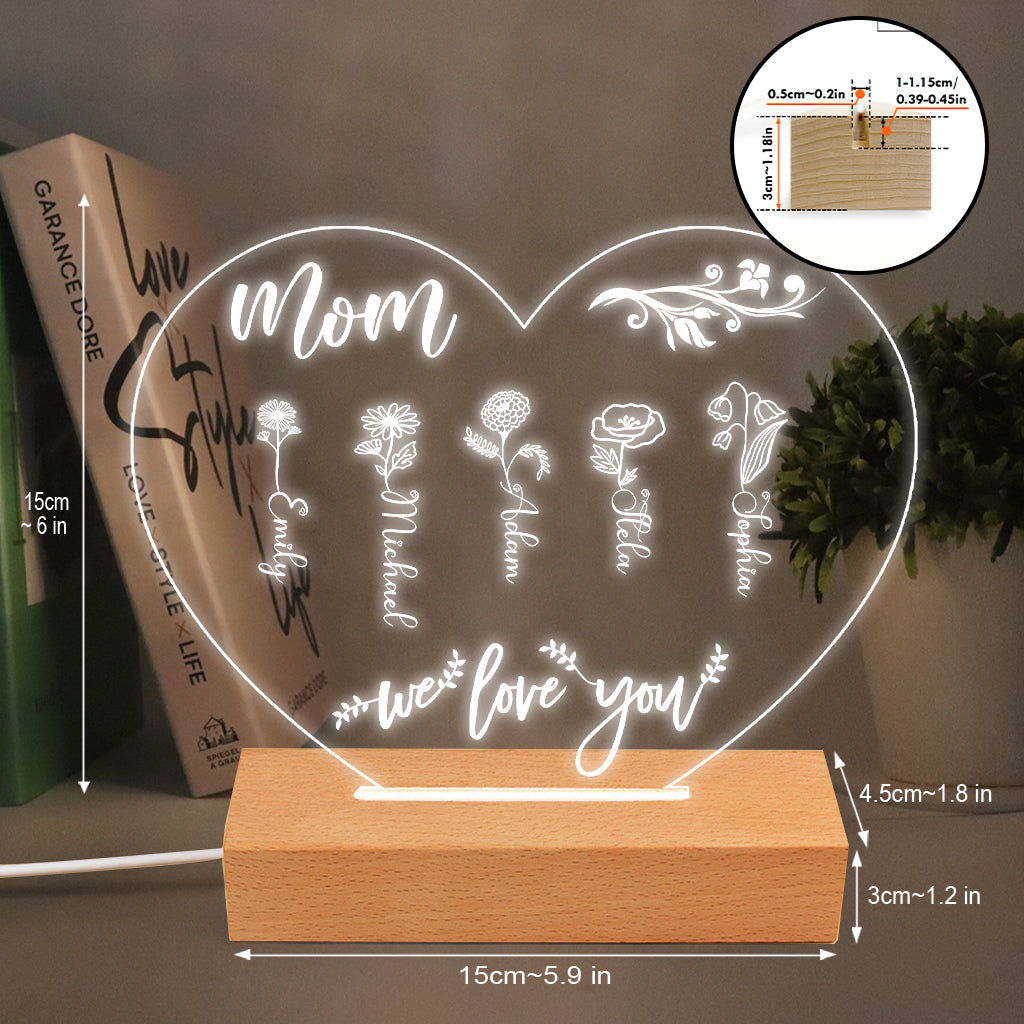 Mamas Garten – Geschenk für Oma, Mutter, Tante, Opa – Personalisierte, geformte Leuchtplatte