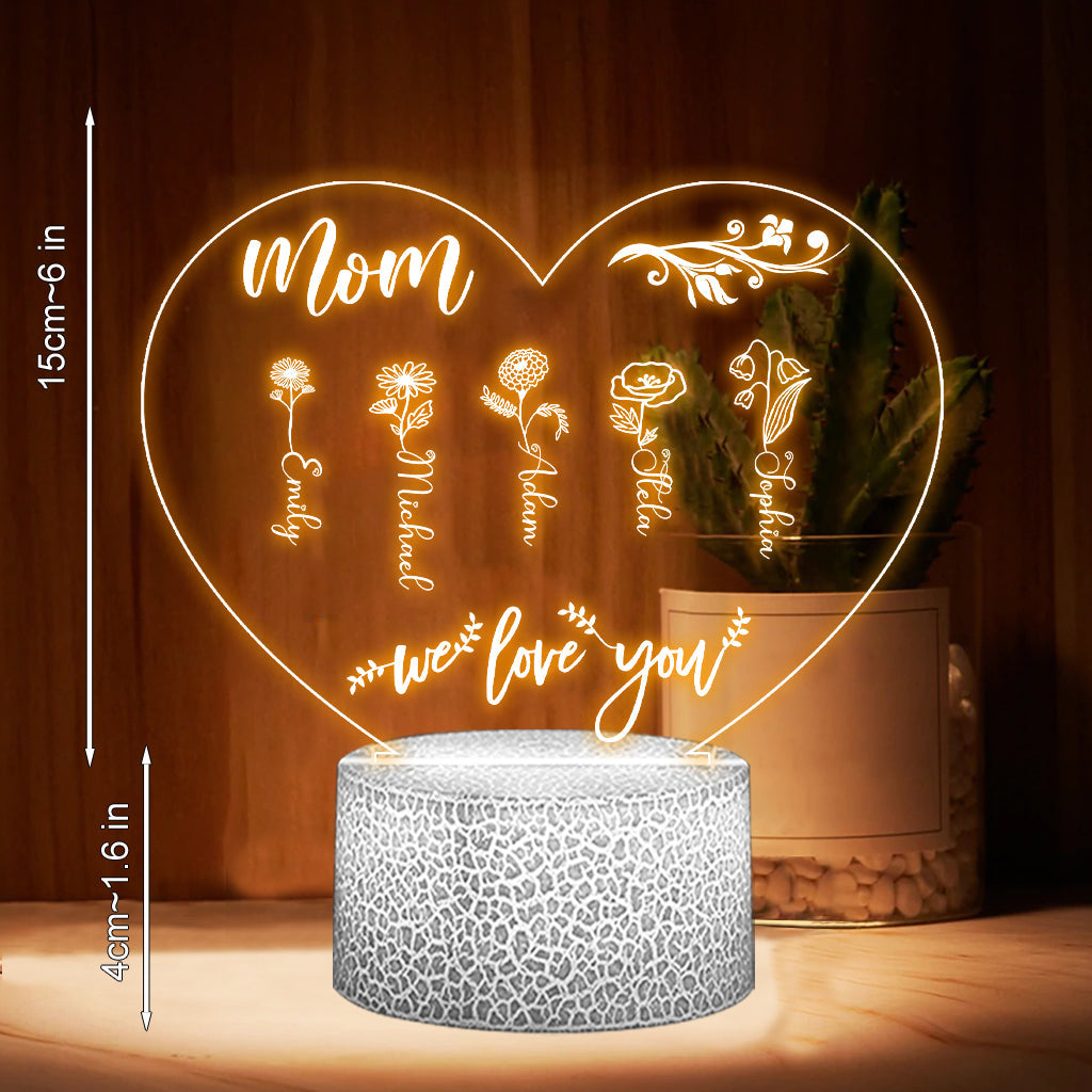Mamas Garten – Geschenk für Oma, Mutter, Tante, Opa – Personalisierte, geformte Leuchtplatte