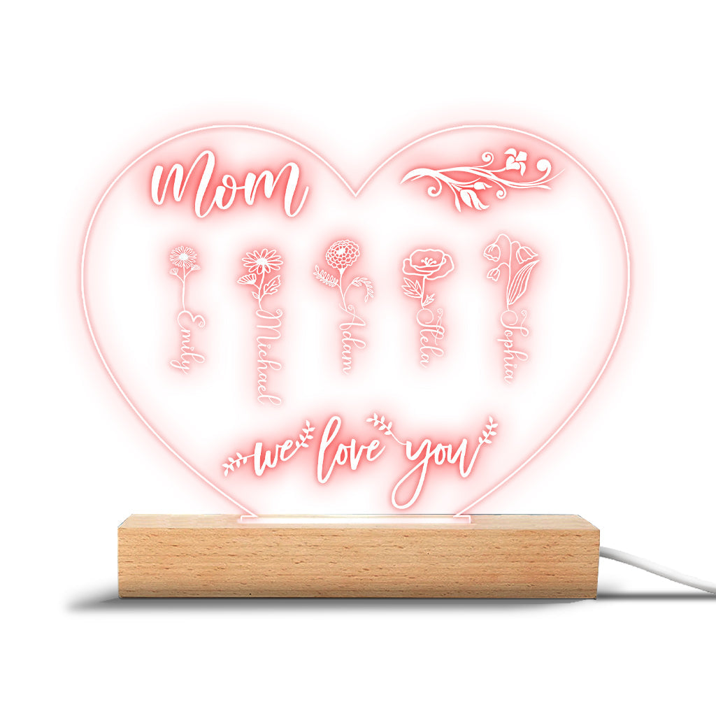 Mamas Garten – Geschenk für Oma, Mutter, Tante, Opa – Personalisierte, geformte Leuchtplatte