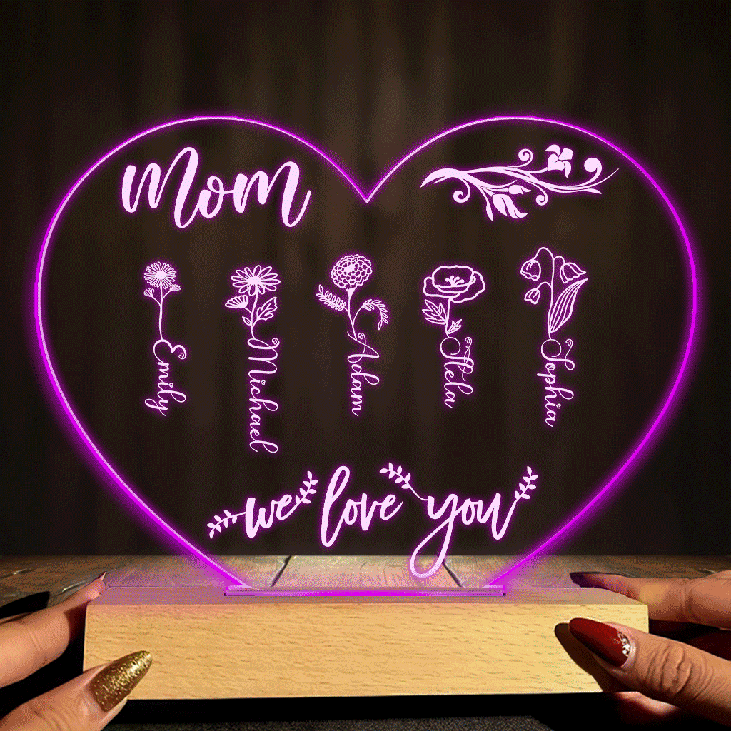 Mamas Garten – Geschenk für Oma, Mutter, Tante, Opa – Personalisierte, geformte Leuchtplatte