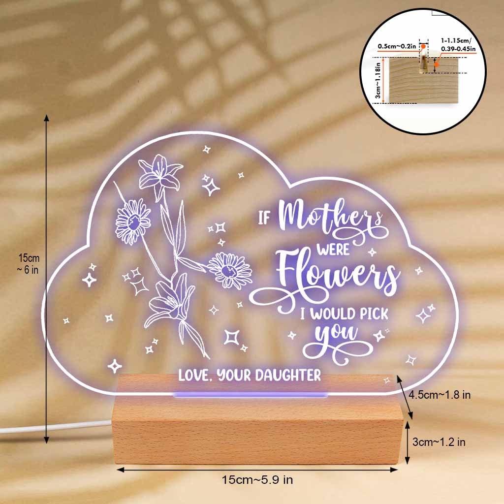 Wenn Mütter Blumen wären – Geschenk für Mama, Oma, Tochter, Ehefrau, Freundin, Papa, Ehemann – Personalisierte, geformte Leuchtplatte