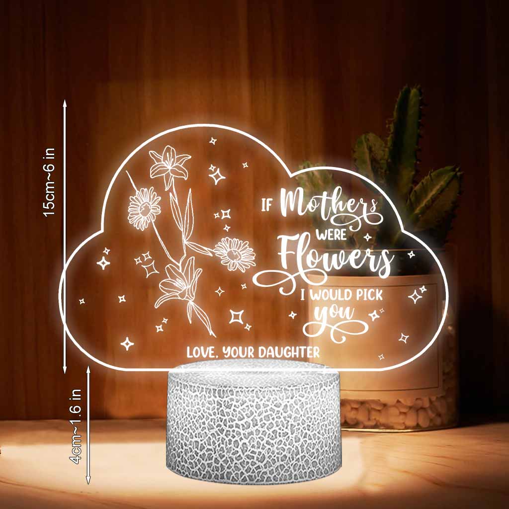 Wenn Mütter Blumen wären – Geschenk für Mama, Oma, Tochter, Ehefrau, Freundin, Papa, Ehemann – Personalisierte, geformte Leuchtplatte