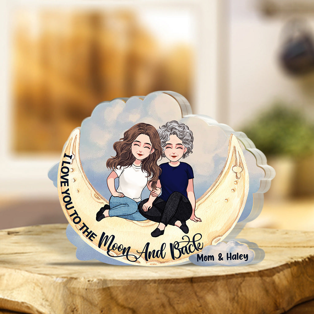 Bis zum Mond und zurück – Personalisierte Acrylplakette in individueller Form zum Muttertag