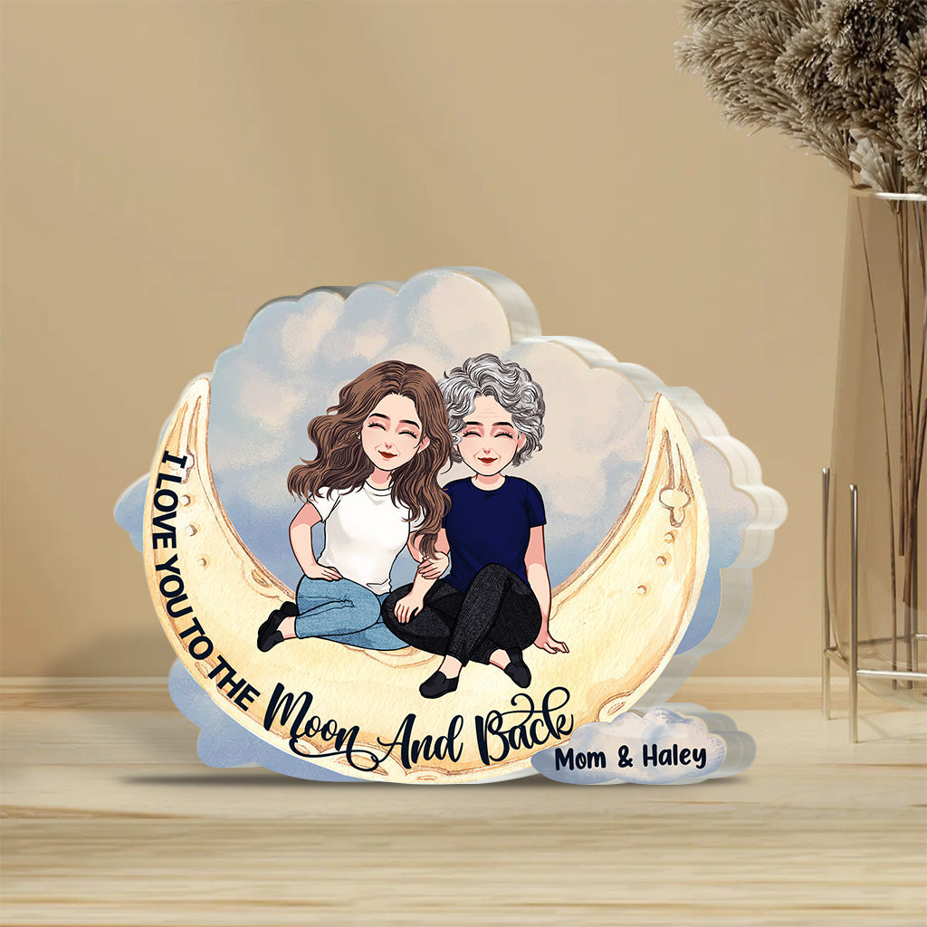 Bis zum Mond und zurück – Personalisierte Acrylplakette in individueller Form zum Muttertag