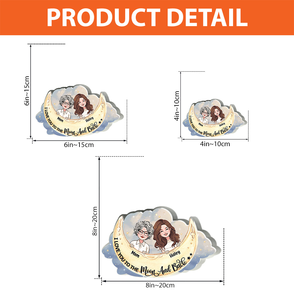 Ich liebe dich bis zum Mond und zurück – Geschenk für Mama, Oma, Tochter, Sohn, Enkelin, Enkel, Tante – Personalisierte Acrylplakette in individueller Form
