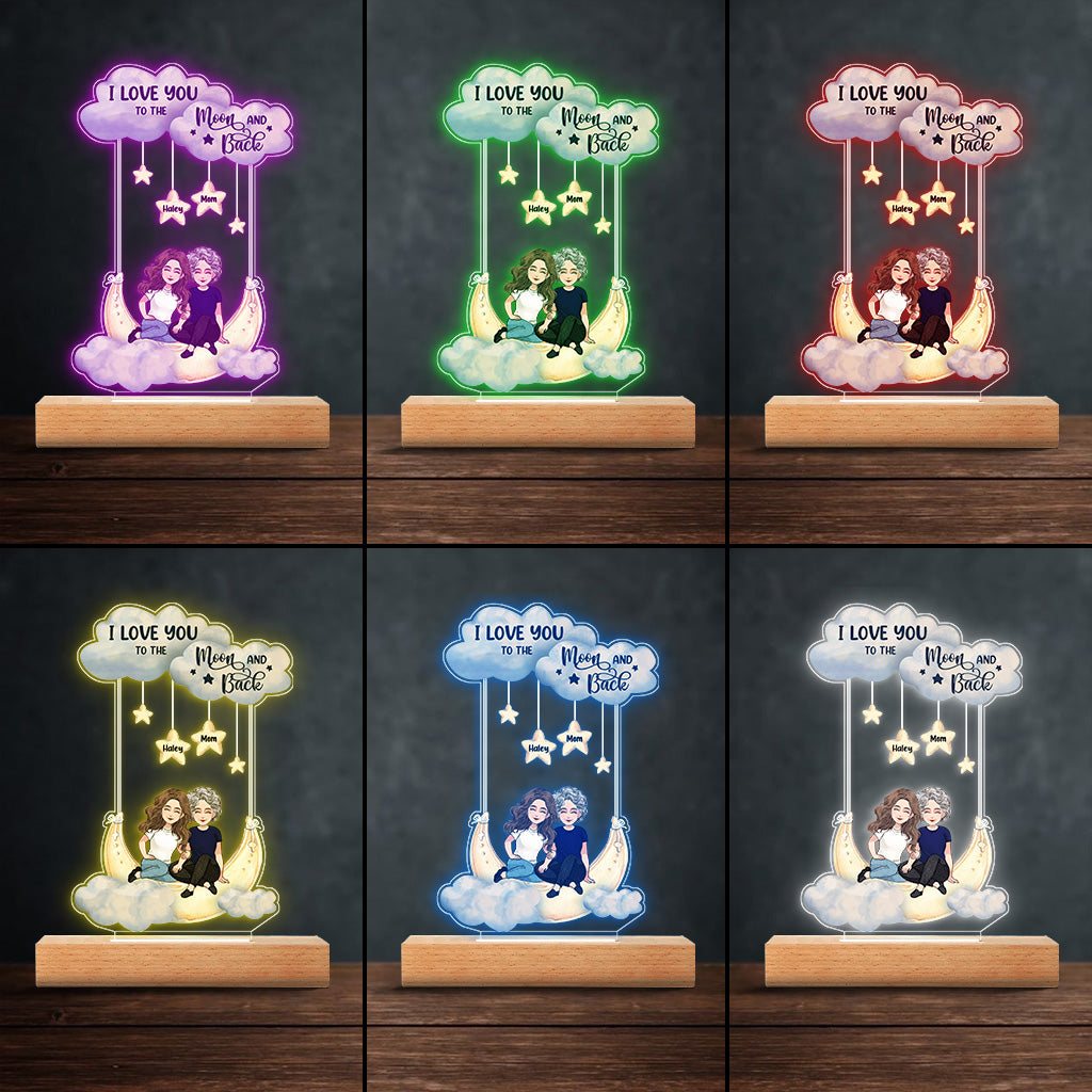 Bis zum Mond und zurück – Personalisierte, mutterförmige Plakettenleuchte zum Muttertag