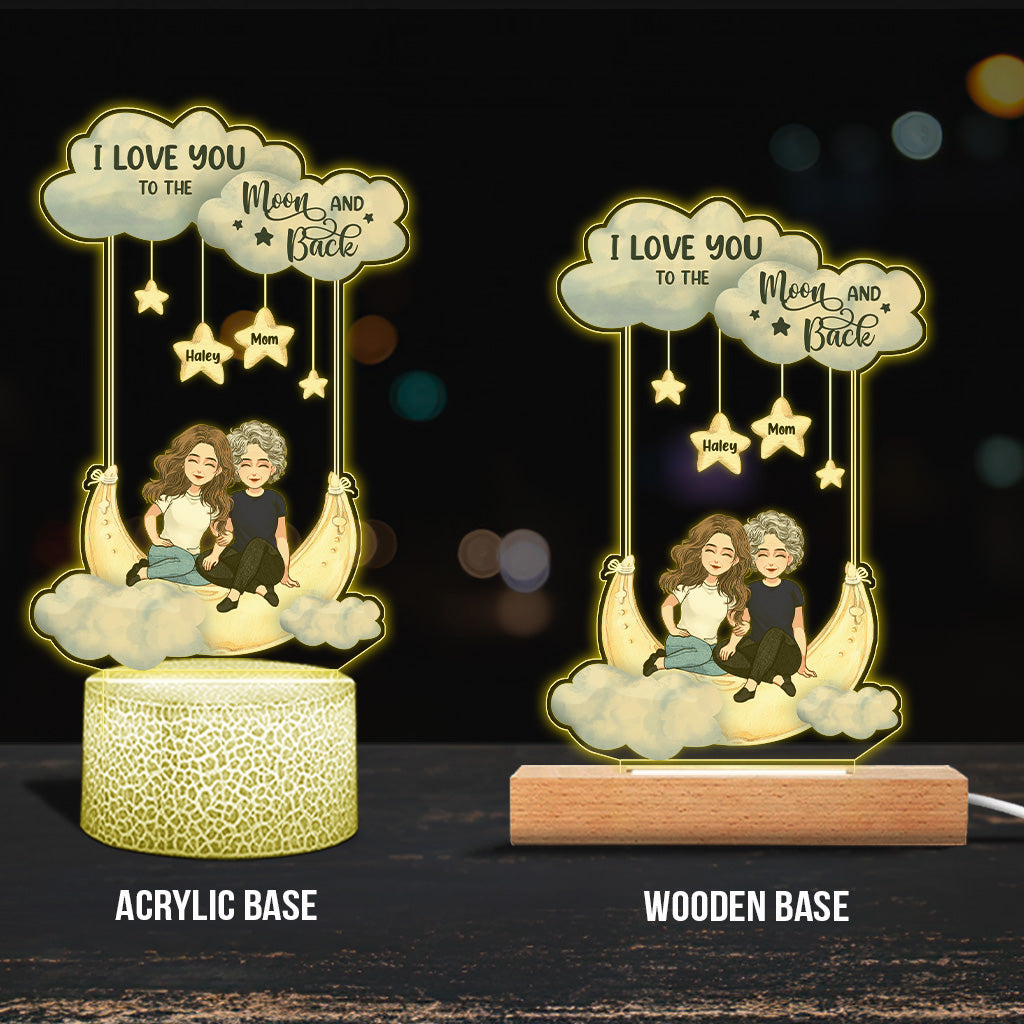 Bis zum Mond und zurück – Personalisierte, mutterförmige Plakettenleuchte zum Muttertag