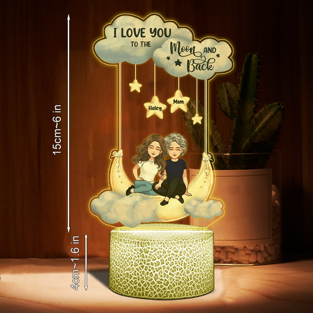 Bis zum Mond und zurück – Personalisierte, mutterförmige Plakettenleuchte zum Muttertag