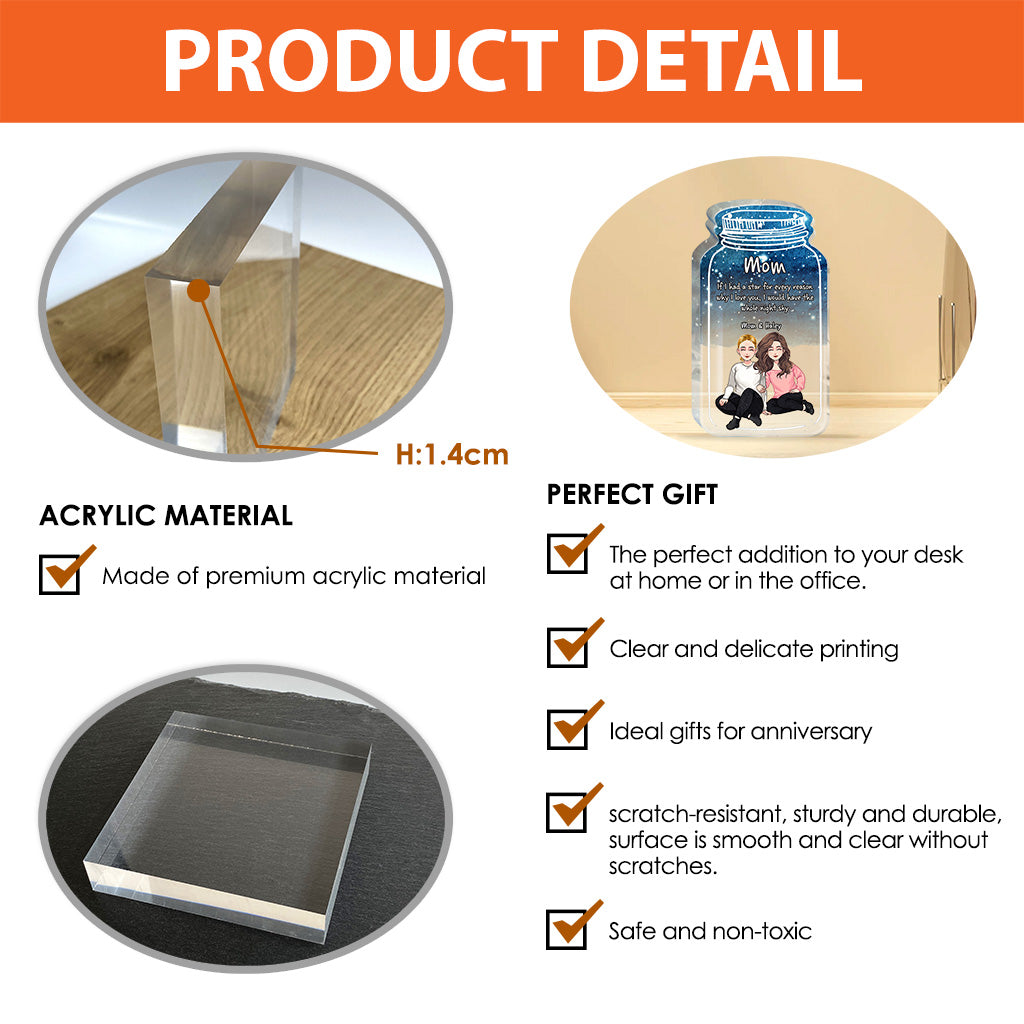 Wenn ich einen Stern hätte – Personalisierte Acrylplakette in individueller Form zum Muttertag