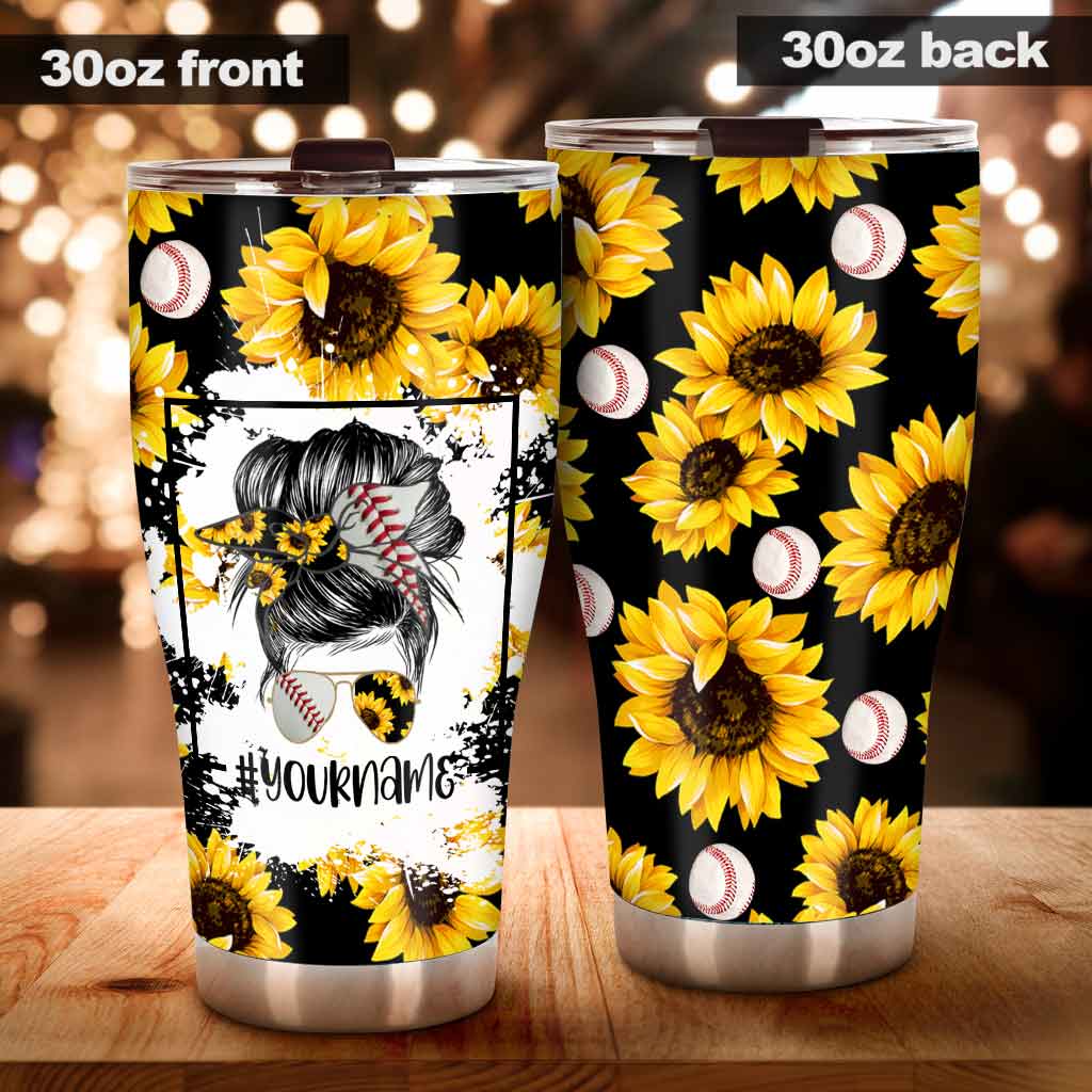 Baseball-Mama Sonnenblume – Personalisierter Baseball-Trinkbecher