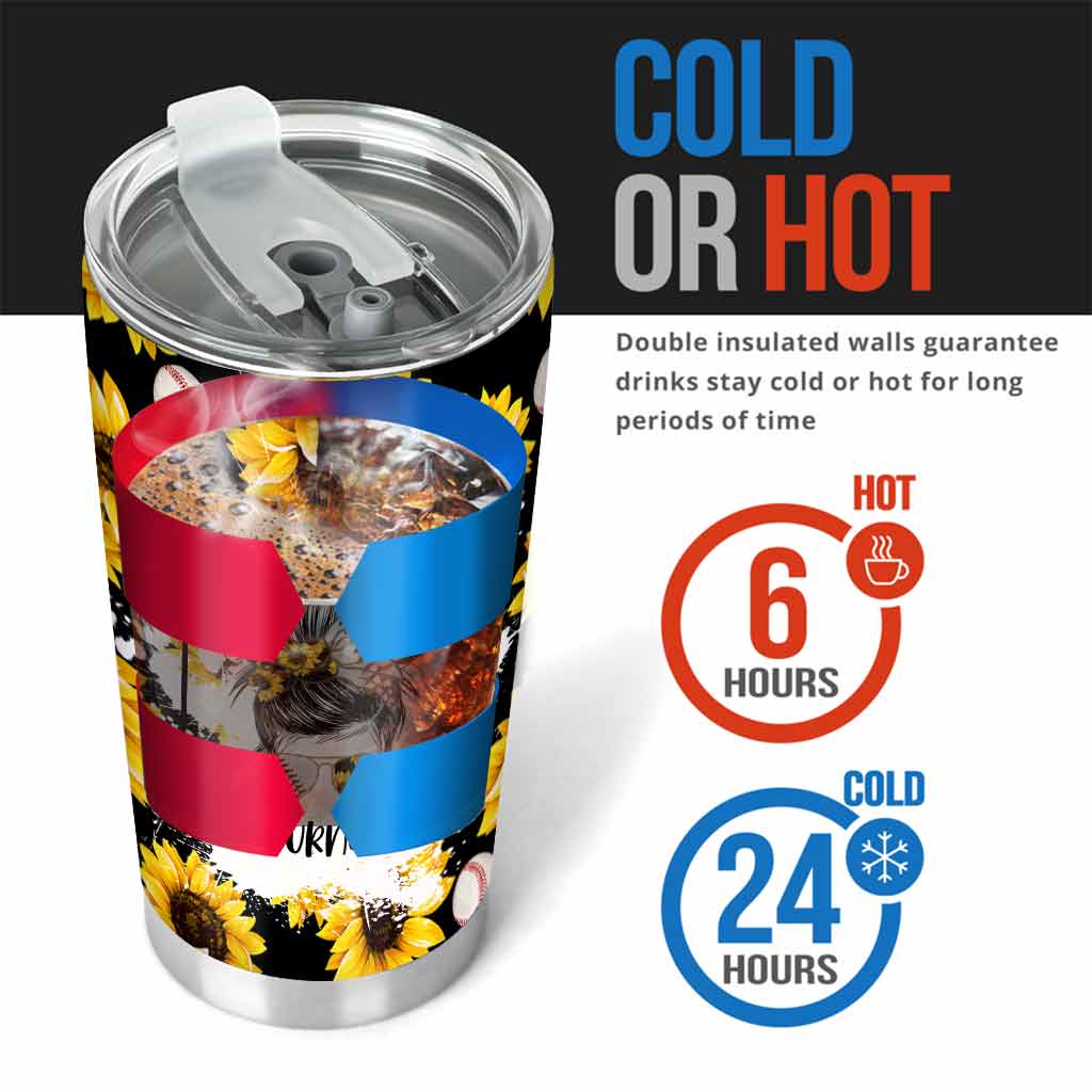 Baseball-Mama Sonnenblume – Personalisierter Baseball-Trinkbecher