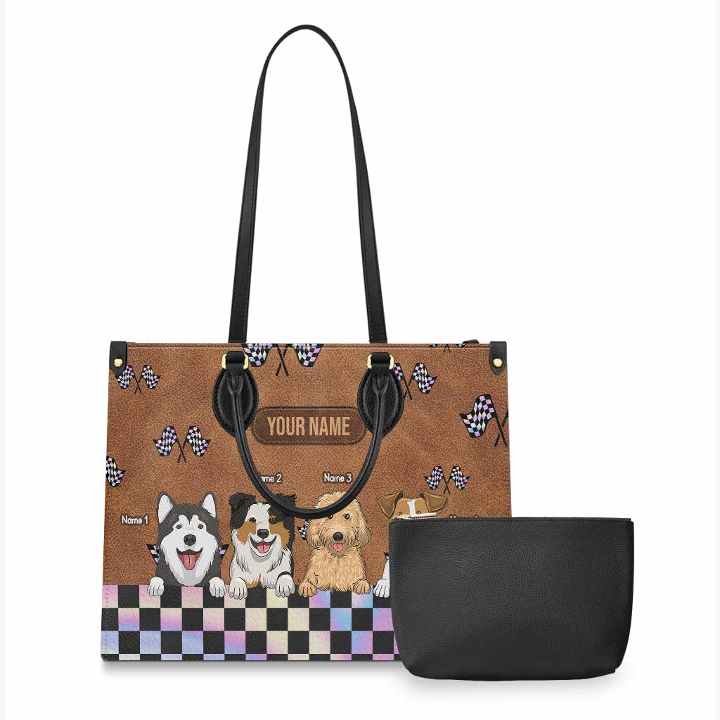 Racing Girls And Her Dogs - Personalisierte Rennlederhandtasche