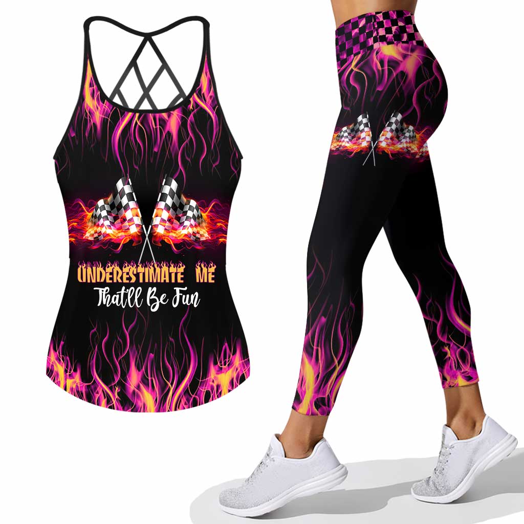 Unterschätze mich, das wird lustig – Racing Cross Tanktop und Leggings