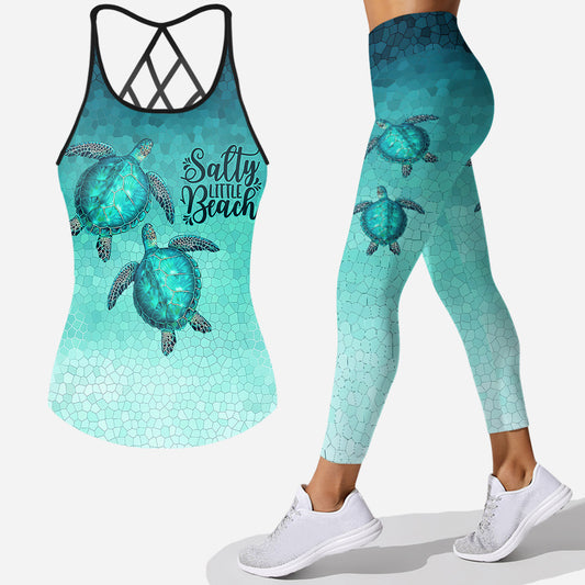 Salty Lil's Beach Turtle Cross Tanktop und Leggings