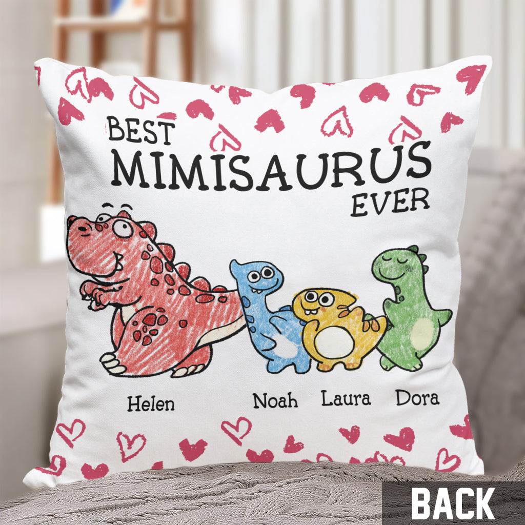 Best Mimisaurus Ever - Gift for grandma, mom, aunt - Personalized Throw Pillow