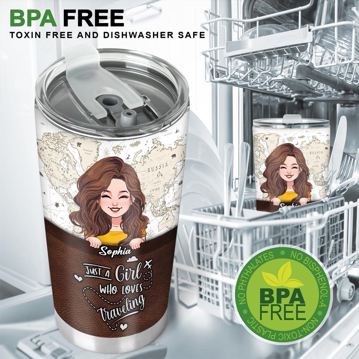Just A Girl Who Loves Traveling - Personalized Travelling Tumbler