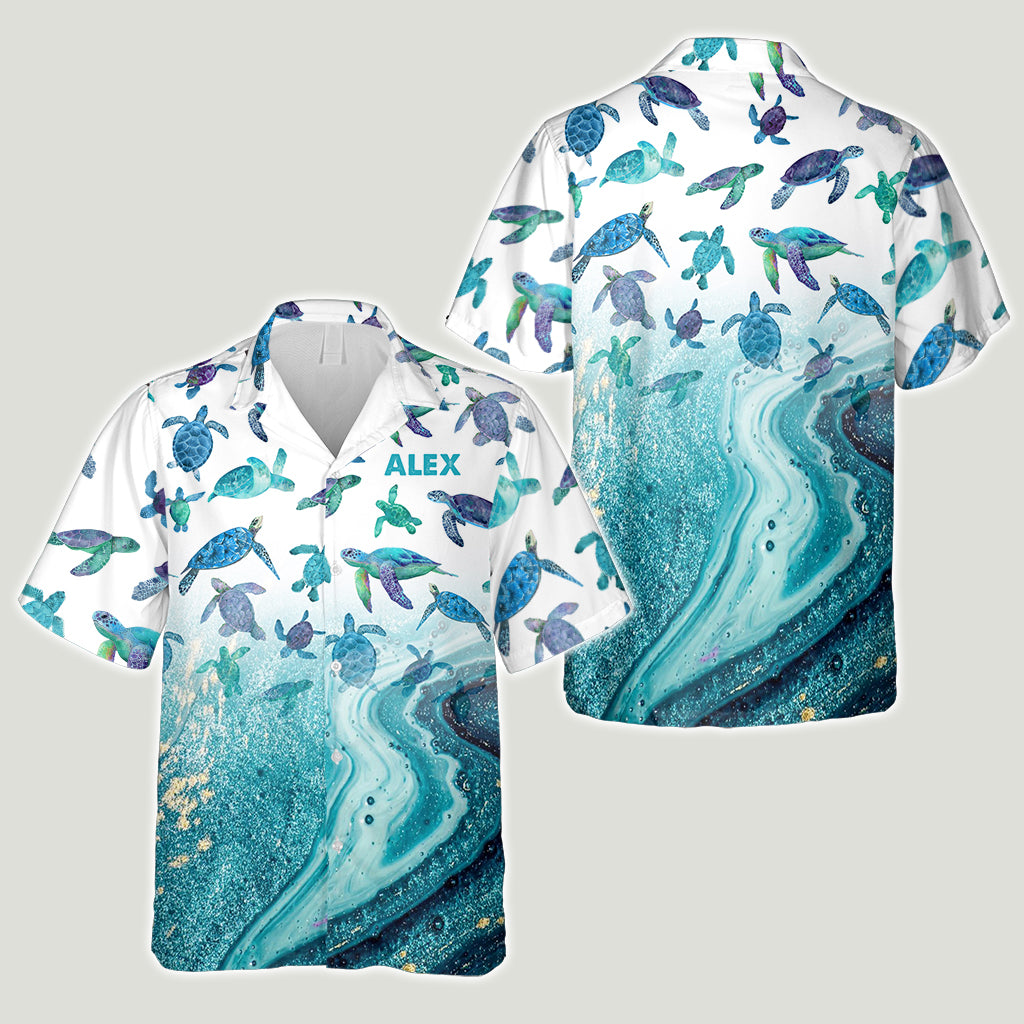 Für Schildkrötenliebhaber und Sear-Fans – personalisiertes Hawaiihemd mit Schildkrötenmotiv